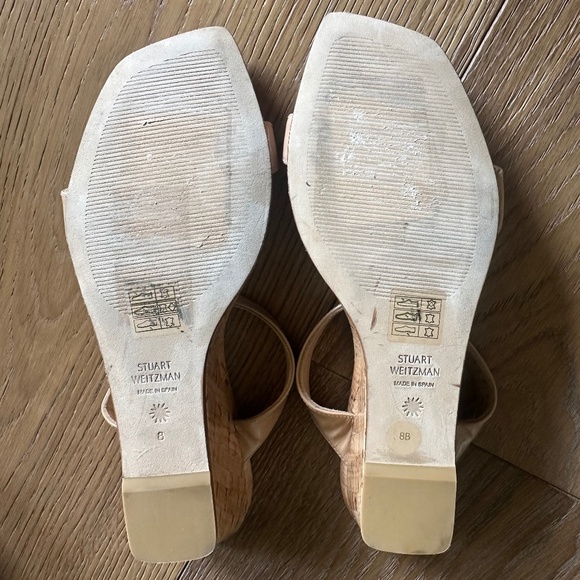 STUART WEITZMAN Aleena 50 Patent-leather Wedge Sandals In Neutral - Picture 11 of 13